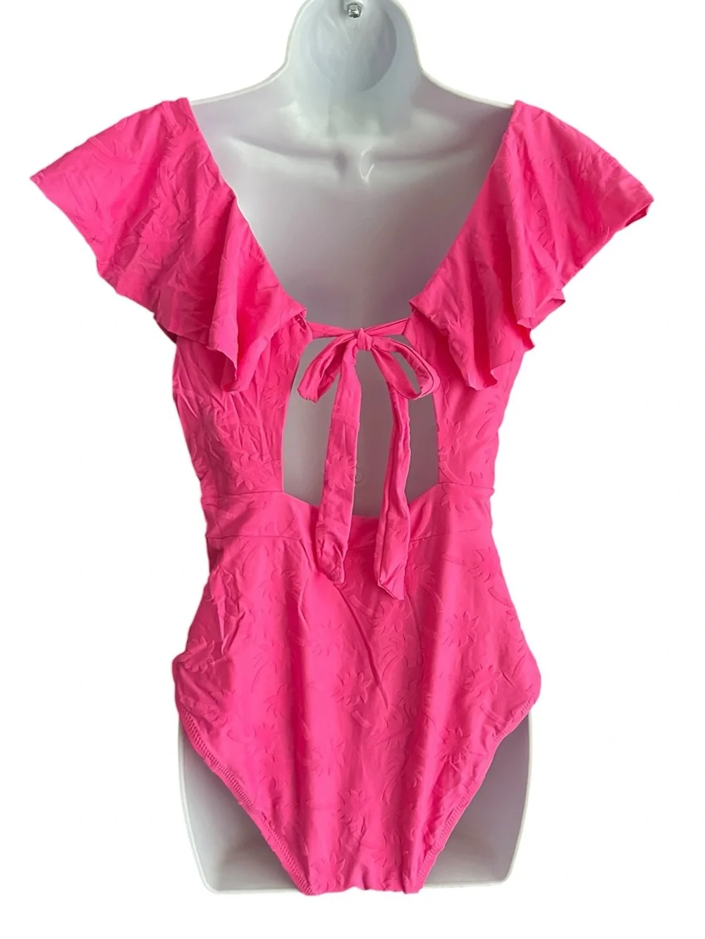 Trina Turk | Atlas Bright Pink Ruffle One-piece. Sz 12 EUC